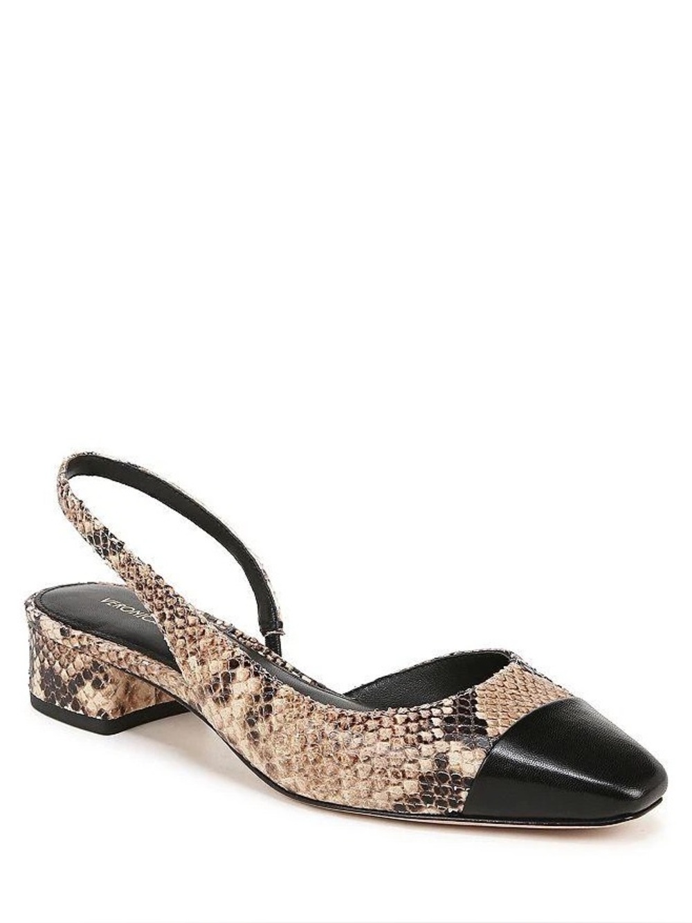 Veronica Beard Snake-Print Slingback Mules in Beige and Black